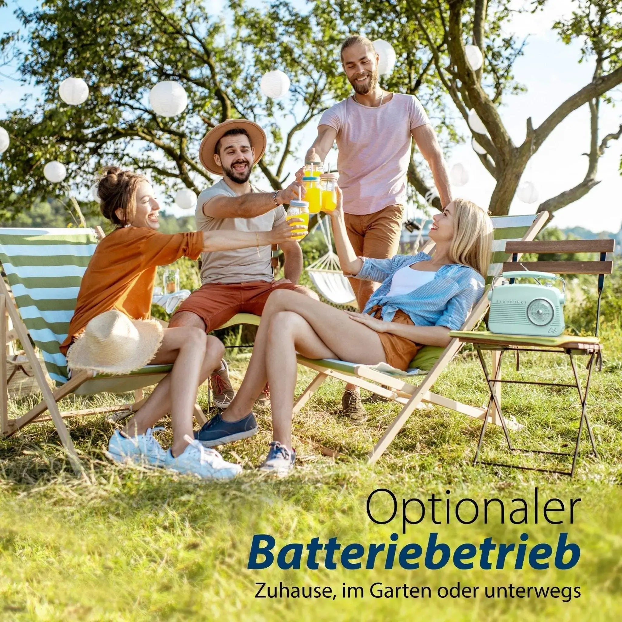 Nostalgieradio mit DAB+ im Retro-Design mit Bluetooth und Batteriebetrieb, ideal für Garten und unterwegs