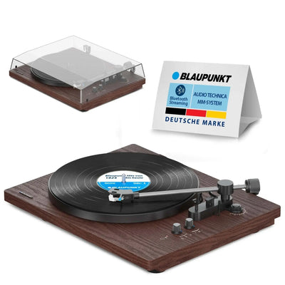 Blaupunkt Torino TT 200 TX Plattenspieler mit Bluetooth, Holzoptik, Aluminium-Teller, Audio Technica MM-System, kabelloser Musikstreaming-Vinylspieler