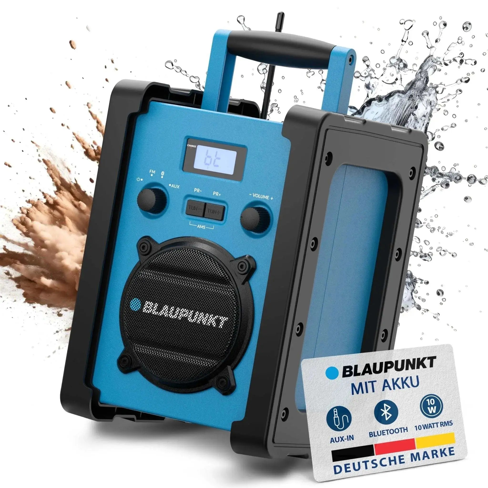Baustellenradio mit Akku BSR 30 robust, wetterfest, Bluetooth 5.3, 10W RMS, IP45 Schutz, 20h Akku, tragbar