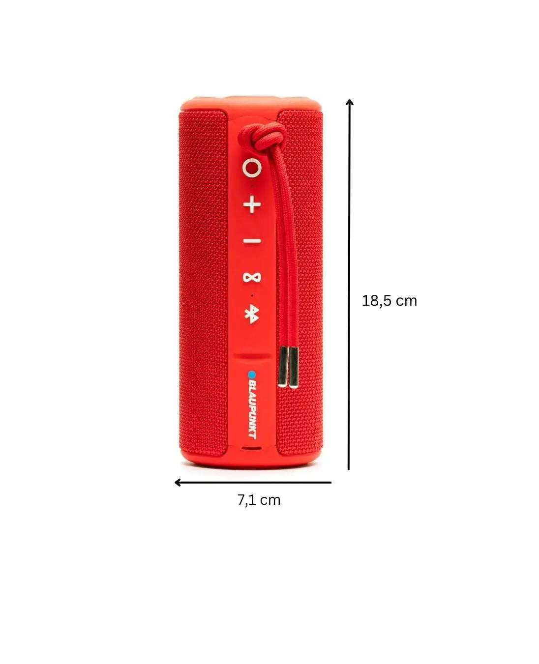 Bluetooth Lautsprecher BT 214 rot, kompakt, robust, kabellos mit TWS, IPX6 wassergeschützt, 12 Stunden Akku, 2 x 5 Watt RMS, Bass-Radiatoren, AUX IN, 18,5x7,1 cm