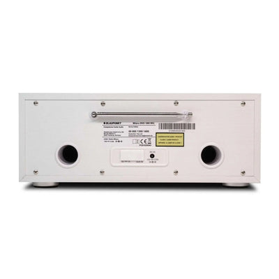 Blaupunkt MILANO Nostalgie Internetradio Weiß Rückansicht mit Anschlüssen und Belüftungslöchern