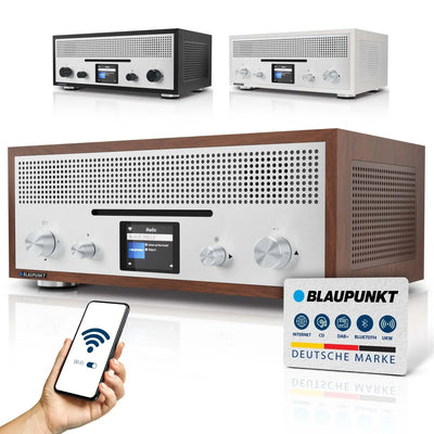 Blaupunkt MILANO Internetradio mit CD im Retro-Holzgehäuse mit WLAN, DAB+, Bluetooth und Farbdisplay