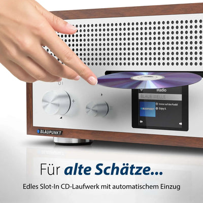 Blaupunkt MILANO Internetradio mit CD Slot-in Laufwerk und Retro-Holzgehäuse in Walnuss