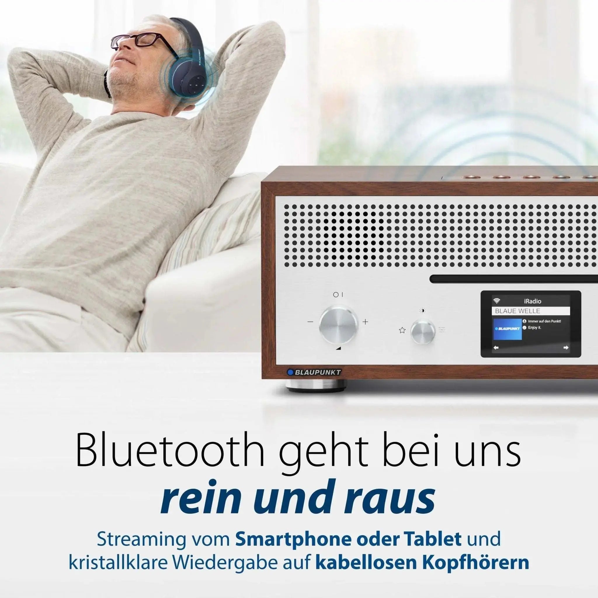 Blaupunkt MILANO Internetradio mit CD im Walnussgehäuse mit Bluetooth-Streaming und klarem Farbdisplay