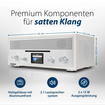 Nostalgie Internetradio mit CD | MILANO Weiß - Blaupunkt Audio Deutschland Radio Weiß