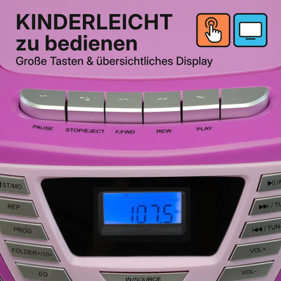 BOOMBOX MIT CD PLAYER FÜR KINDER | B 120 Violett | Blaupunkt   