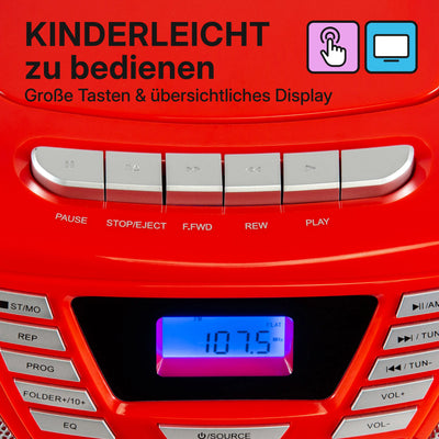 BOOMBOX MIT CD PLAYER FÜR KINDER | B 120 Red | Blaupunkt   