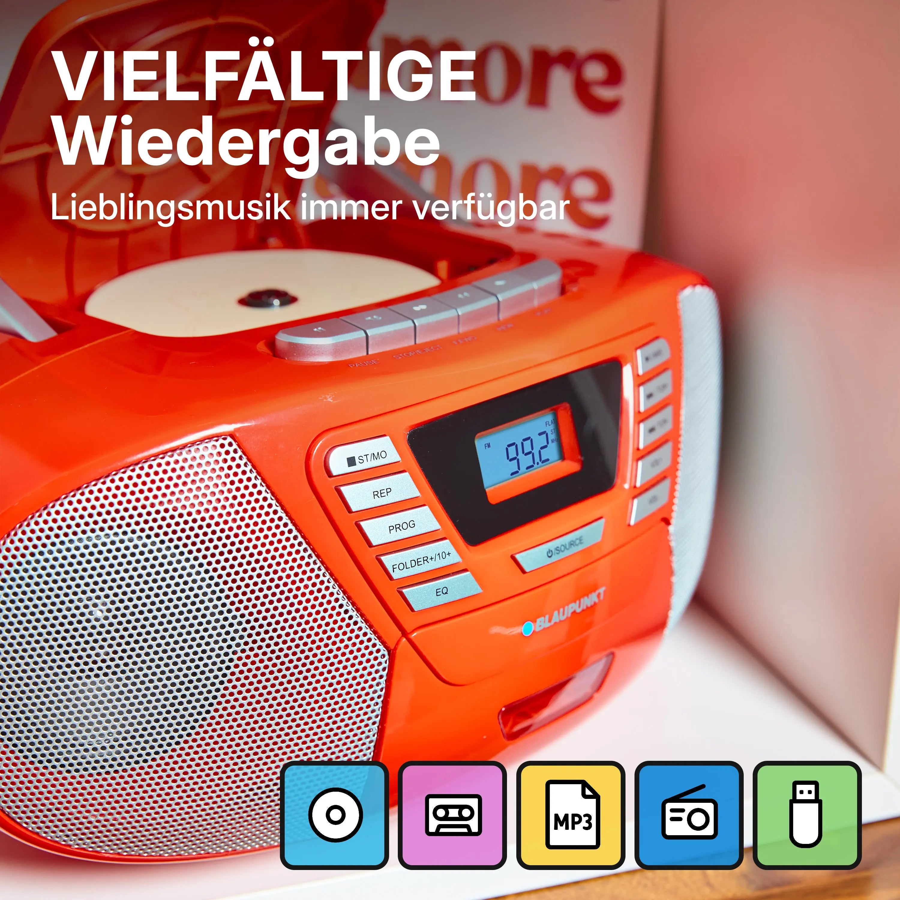 BOOMBOX MIT CD PLAYER FÜR KINDER | B 120 Red | Blaupunkt   