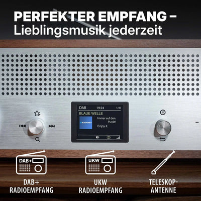 Blaupunkt Verona Nostalgieradio mit DAB+, UKW und Bluetooth in Walnuss-Holzkorpus