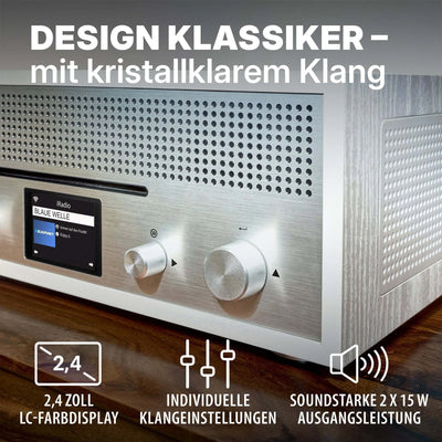 Blaupunkt MILANO Nostalgie Internetradio mit CD, Retro Design, Aluminiumfront, 2,4 Zoll LC-Farbdisplay, individuelle Klangeinstellungen, 2x15W Klangleistung
