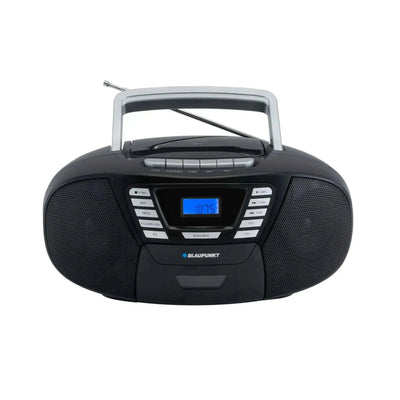 schwarze Boombox mit CD-Player, Bluetooth, USB und Kassettendeck für Kinder