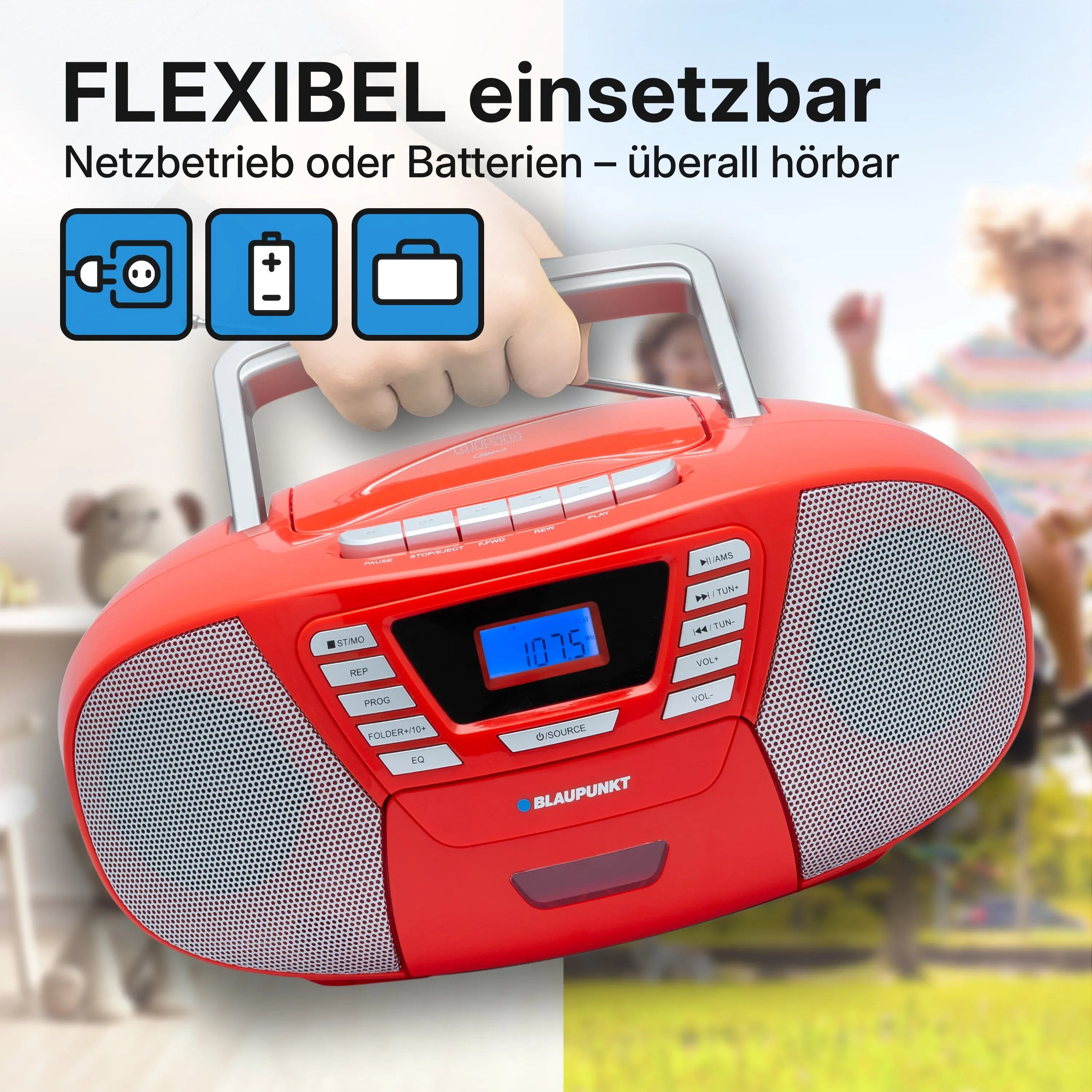 BOOMBOX MIT CD PLAYER FÜR KINDER | B 120 Red | Blaupunkt   