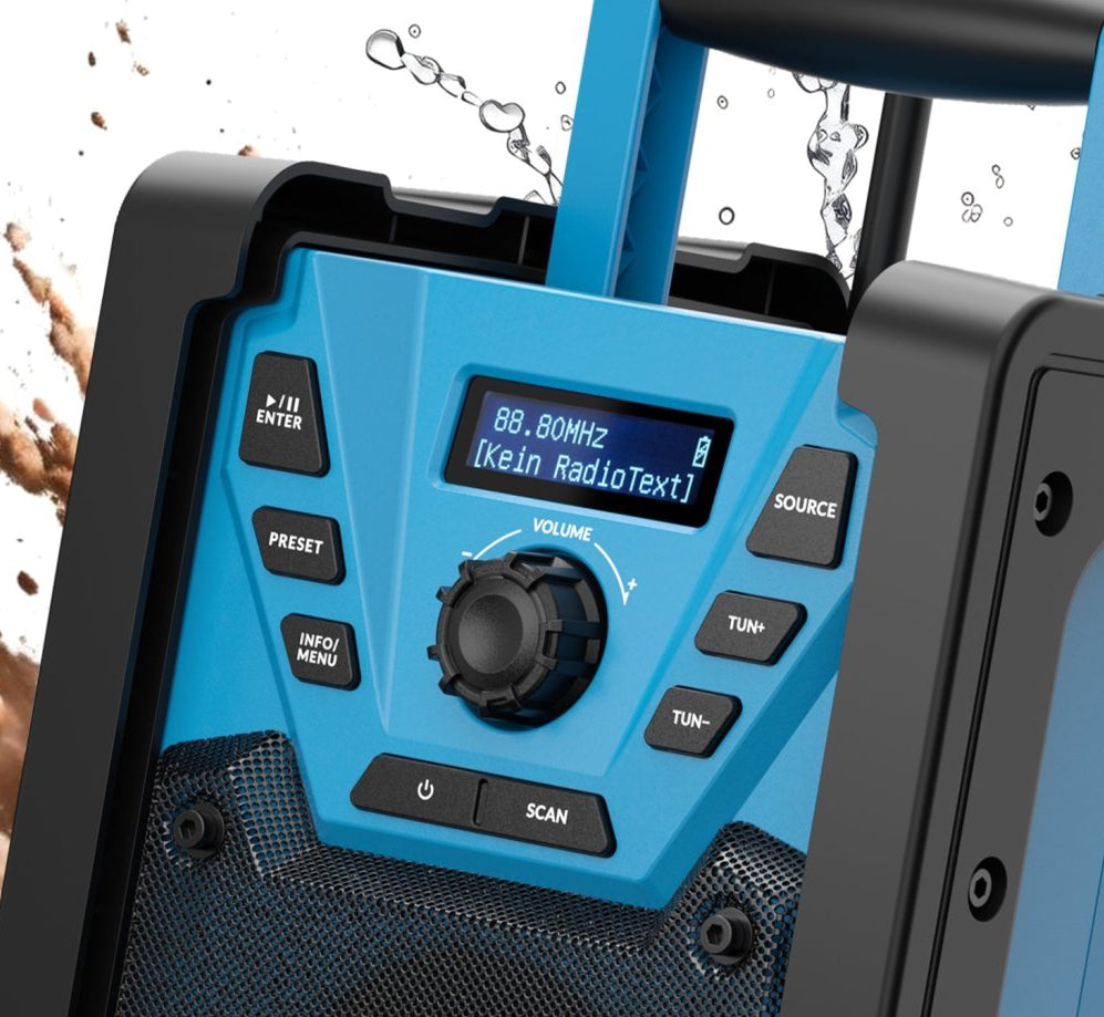 Detailaufnahme Display -Baustellenradio mit DAB+ und Akku | BSR 300