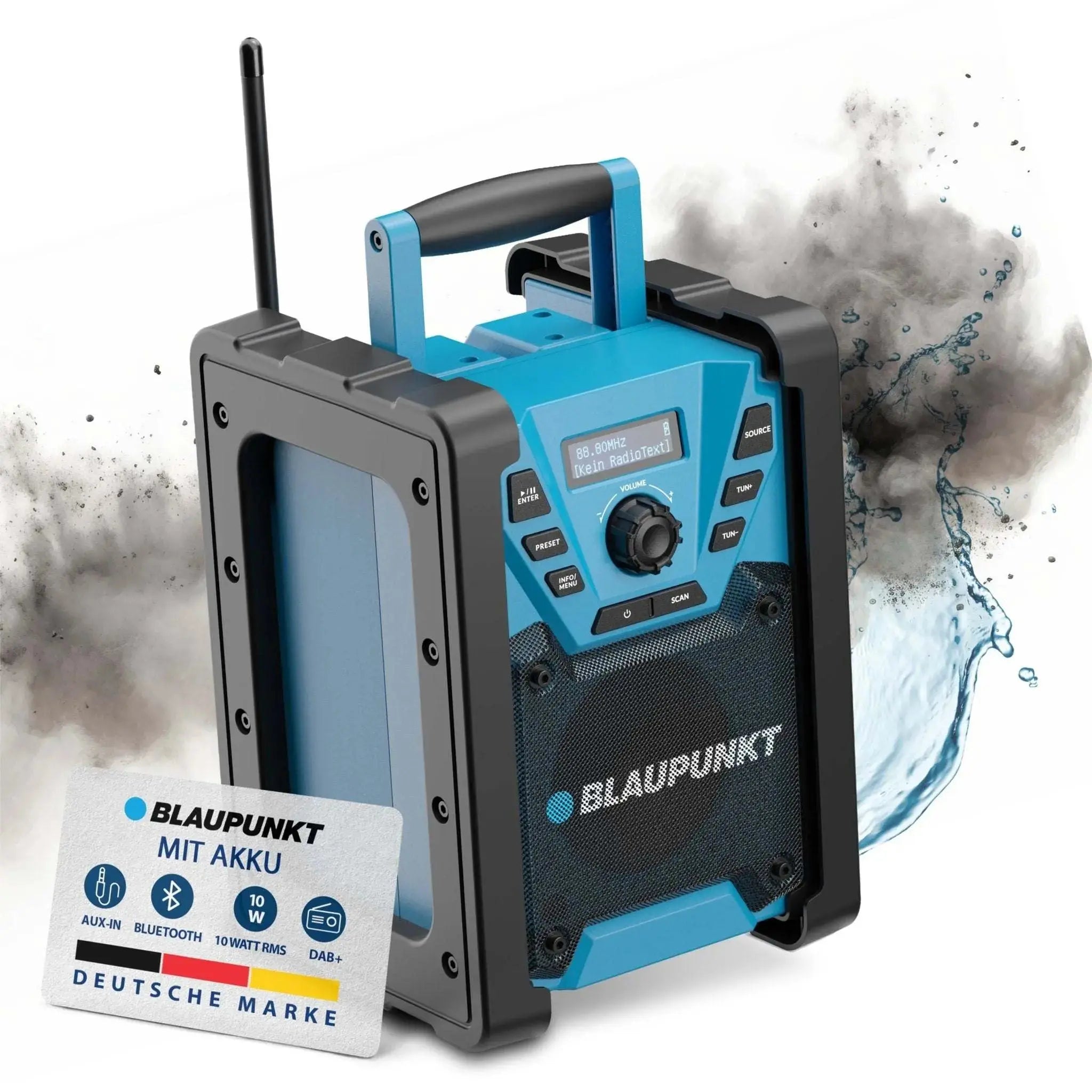 Robust Blaupunkt Baustellenradio mit DAB+, Akku, Bluetooth 5.3 und IP45 Schutz