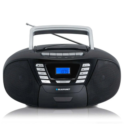 Blaupunkt B120 Boombox mit CD-Player für Kinder, schwarz, Bluetooth, Radio, Kassettendeck, USB, AUX und Kopfhöreranschluss