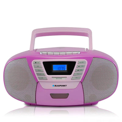 Blaupunkt B120 Boombox mit CD-Player für Kinder, violett, Bluetooth, Radio, Kassettendeck, USB, AUX und Kopfhöreranschluss