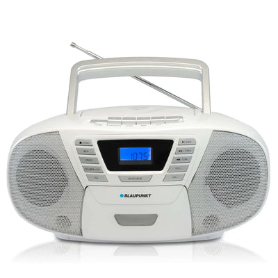 Blaupunkt B120 Boombox mit CD-Player für Kinder, weiß, Bluetooth, Radio, Kassettendeck, USB, AUX und Kopfhöreranschluss