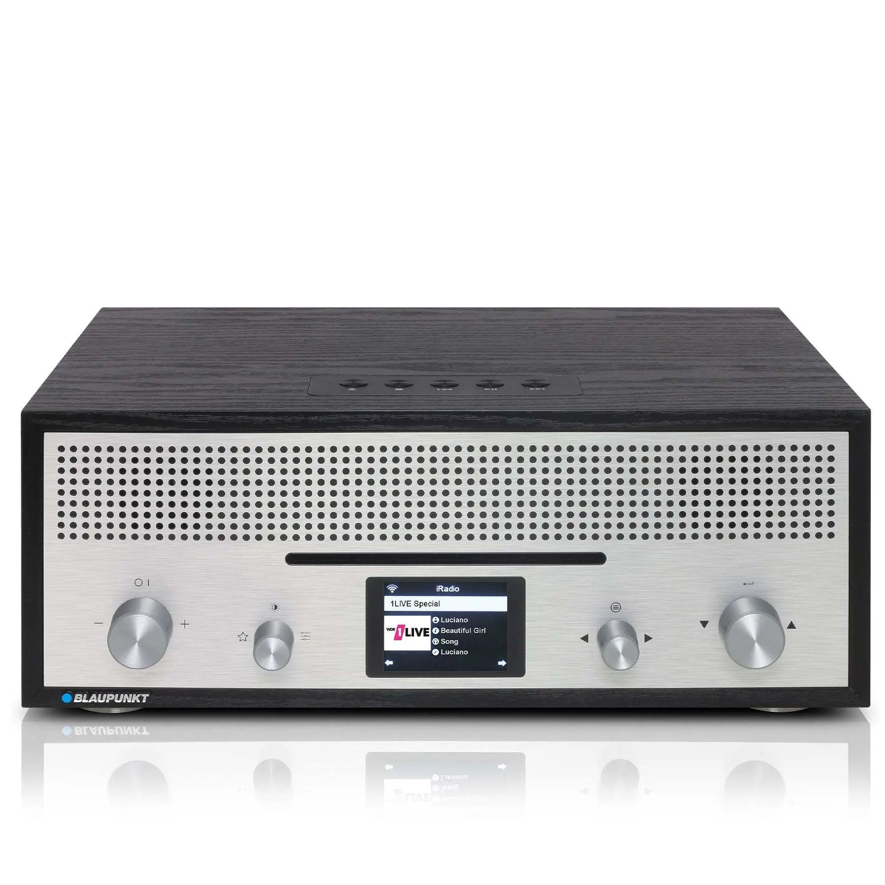 Blaupunkt MILANO Internetradio mit CD, Retro-Design, Holzgehäuse, Aluminiumfront, DAB+, UKW, WLAN, Bluetooth, 2,4 Zoll Farbdisplay