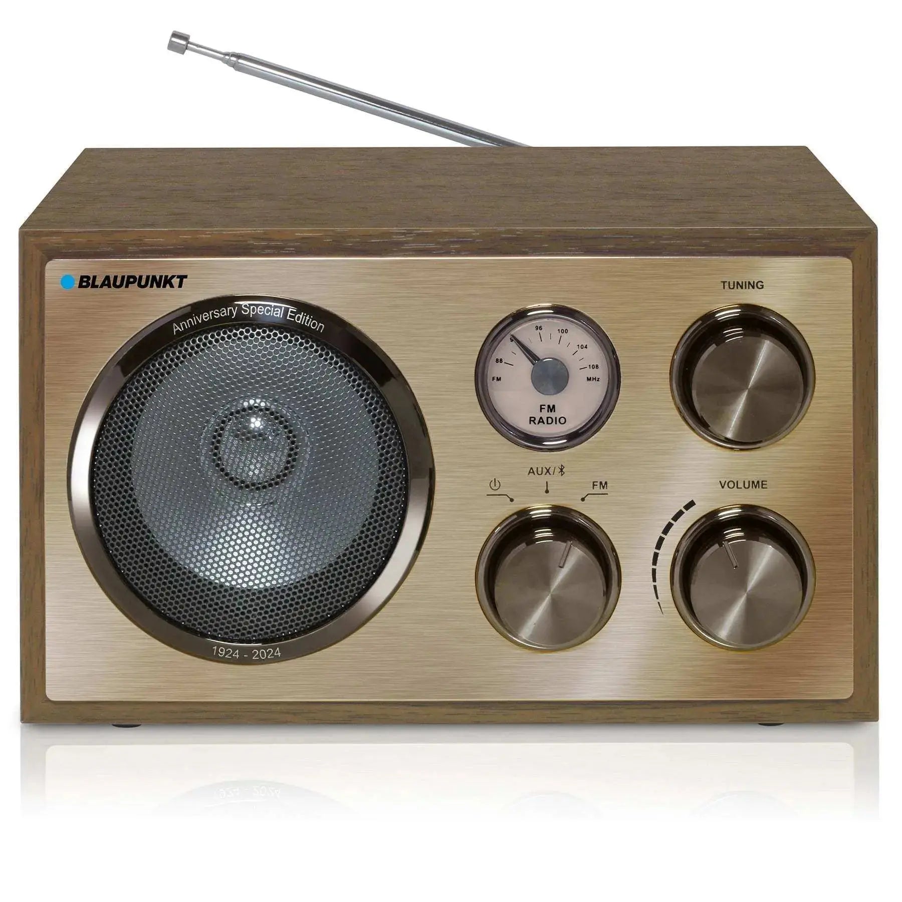 Retro Nostalgieradio mit Bluetooth Blaupunkt RXN 180 in Messing und Holzgehäuse