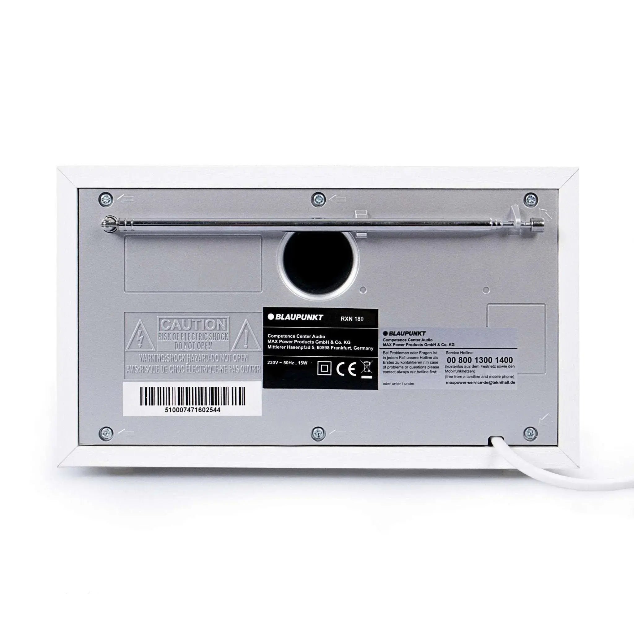 Blaupunkt RXN 180 Nostalgieradio mit Bluetooth Rückseite in Anthrazit mit Teleskopantenne