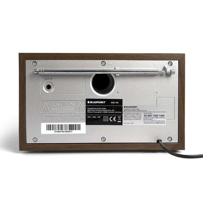 Blaupunkt RXN 180 Nostalgieradio mit Bluetooth, Walnuss-Holzgehäuse und AUX-Anschluss, Rückseite mit Teleskopantenne