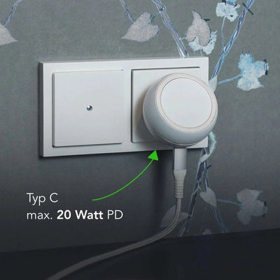MAGnetic WallCharger wireless magnetic charger with 20W Type C PD port plugged into wall socket