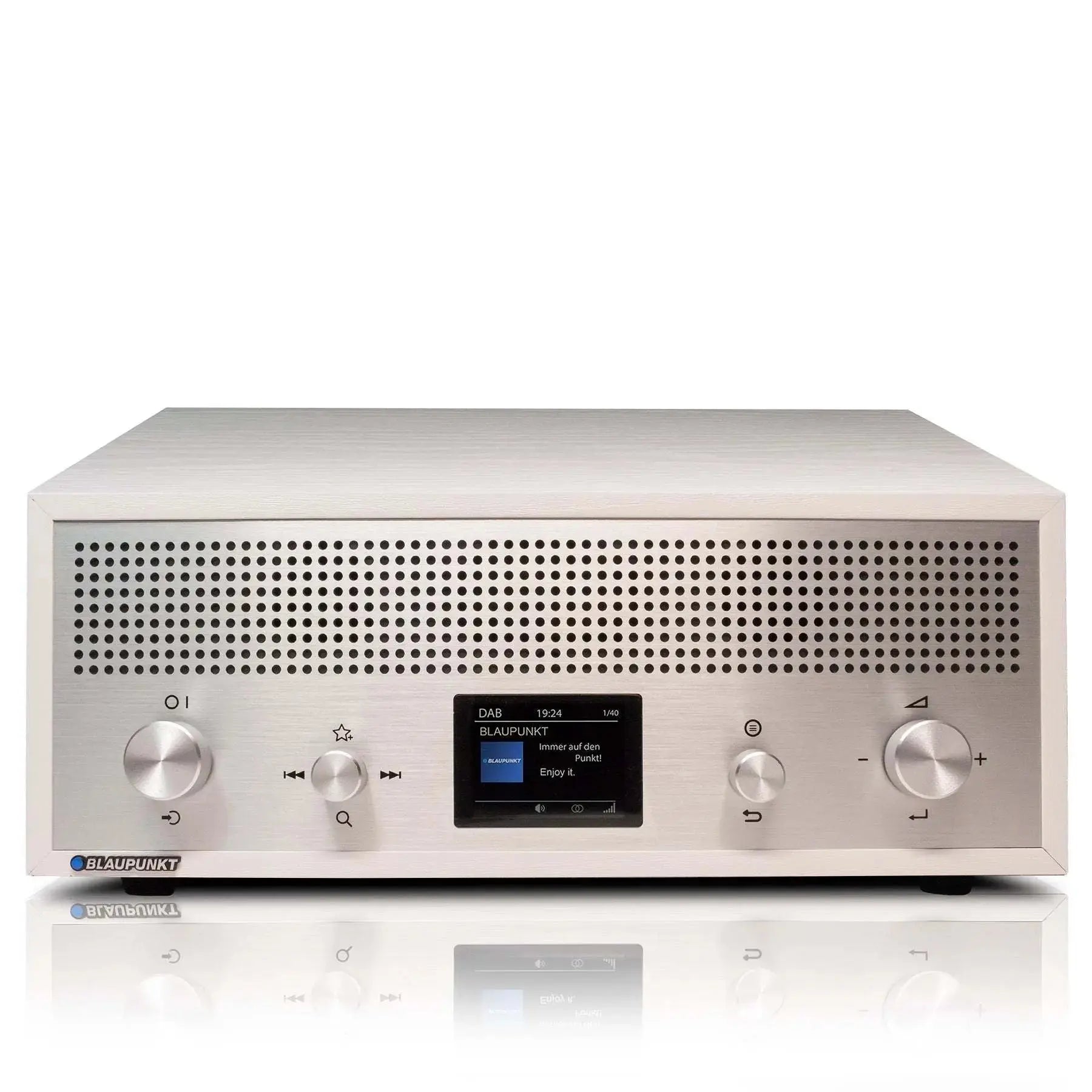 Blaupunkt Nostalgieradio mit DAB+ und Bluetooth in Weiß mit Holzkorpus und Aluminiumfront, 2,4 Zoll Farb-Display, USB-Ladefunktion und Teleskopantenne