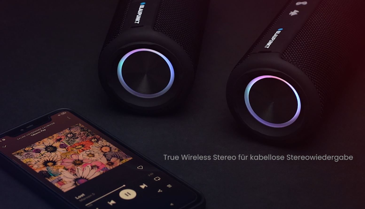 Technische Details - Nahaufnahme - Moodbild - Bluetooth Lautsprecher mit TWS BT 202