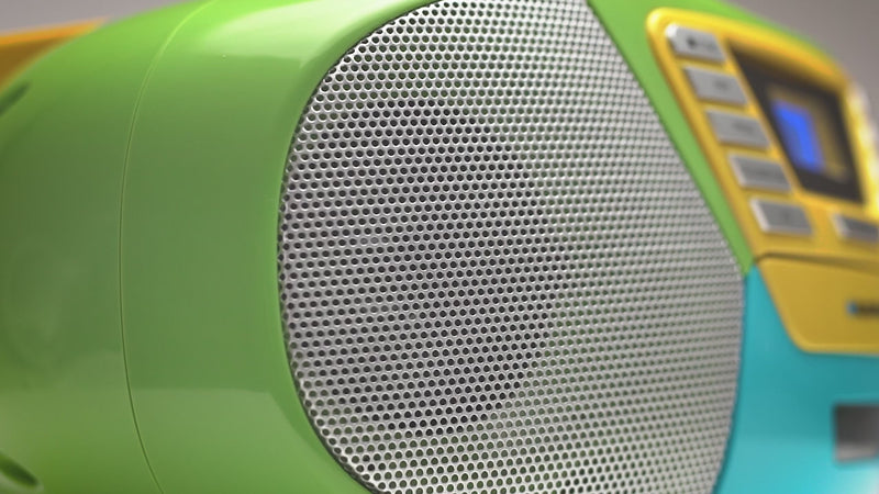 Detailaufnahme Technische Details - multicolor Boombox mit CD-Player, Radio, Kassettendeck und Bluetooth für Kinder