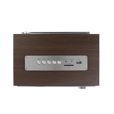 Blaupunkt RXN 19 Nostalgie Holzradio mit USB und SD Kartenslot, Alu-Optik Front, Teleskopantenne, 3 Watt RMS, Lautstärke- und Tuner-Drehregler