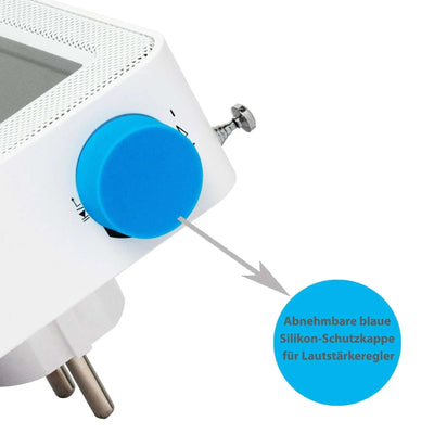 Blaupunkt Steckdosenradio PDB 200 mit abnehmbarer blauer Silikon-Schutzkappe am Lautstärkeregler