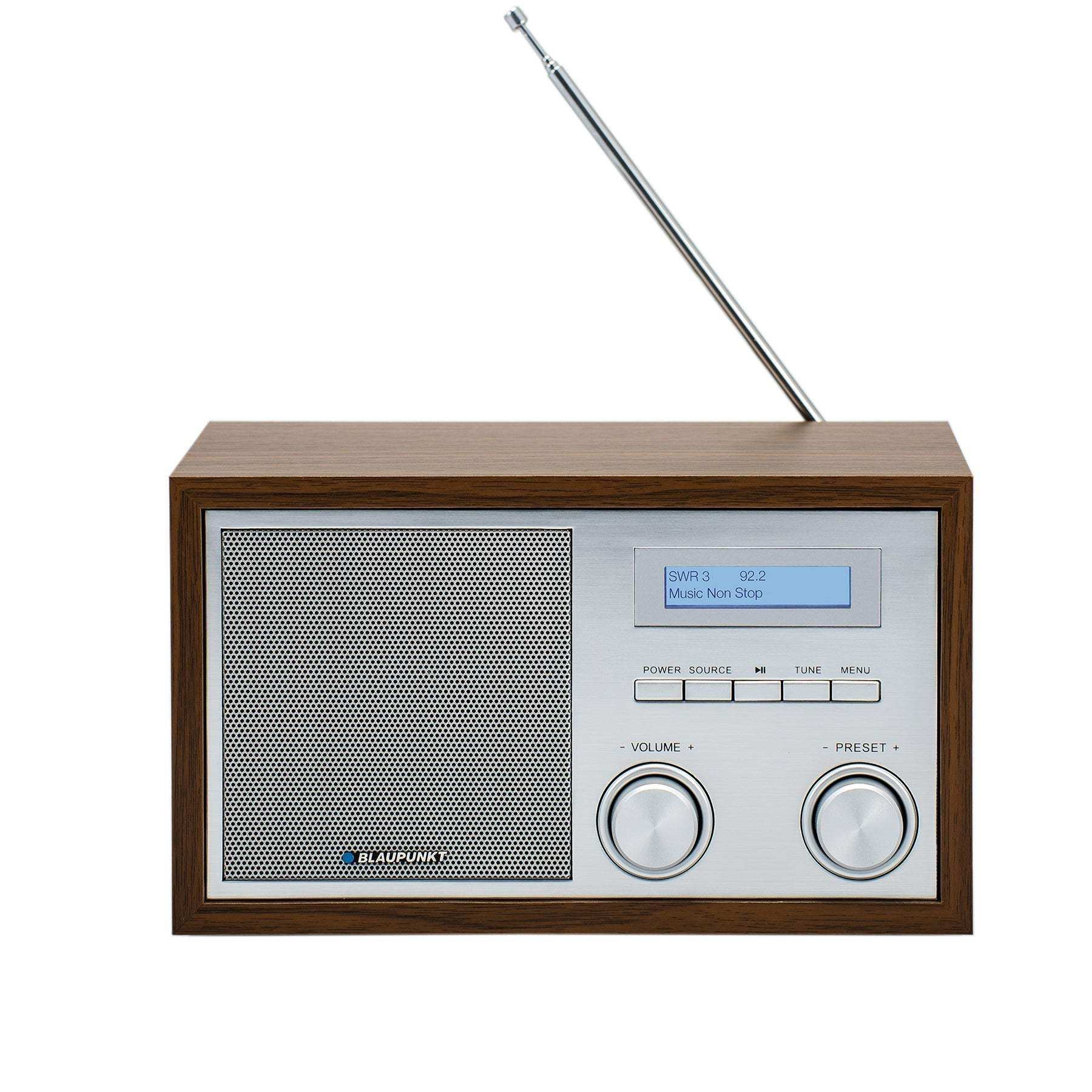 Nostalgieradio mit DAB+ Blaupunkt RXD 180 Walnuss Holzgehäuse und Aluminiumfront Bluetooth UKW UKW Radio